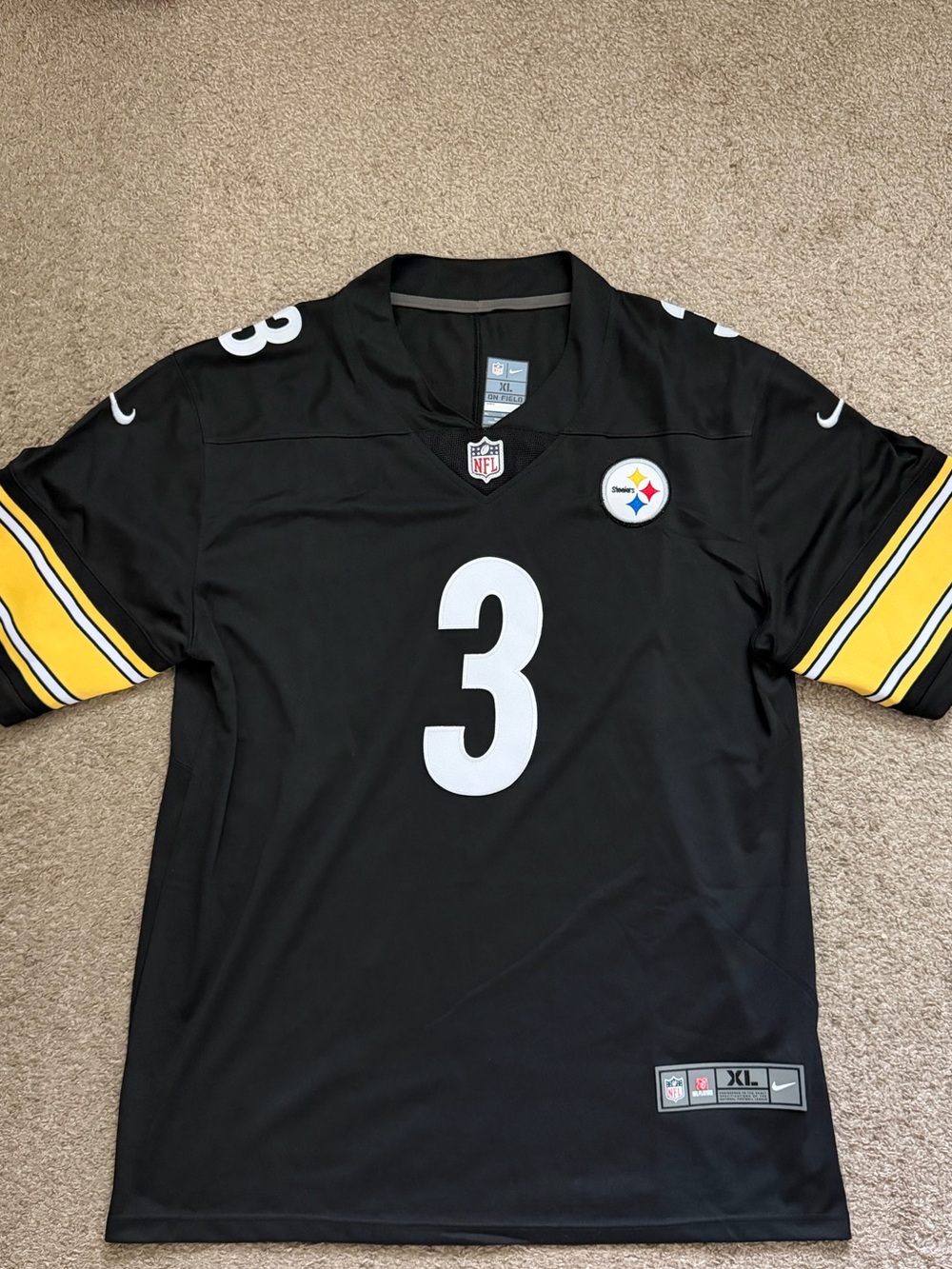 Nike Wilson Pittsburgh Steelers Black and Yellow #3 Jersey